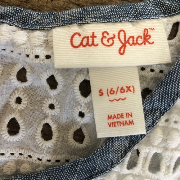 NWT Cat & Jack Denim Open Shoulder Dress - Picture 7 of 9